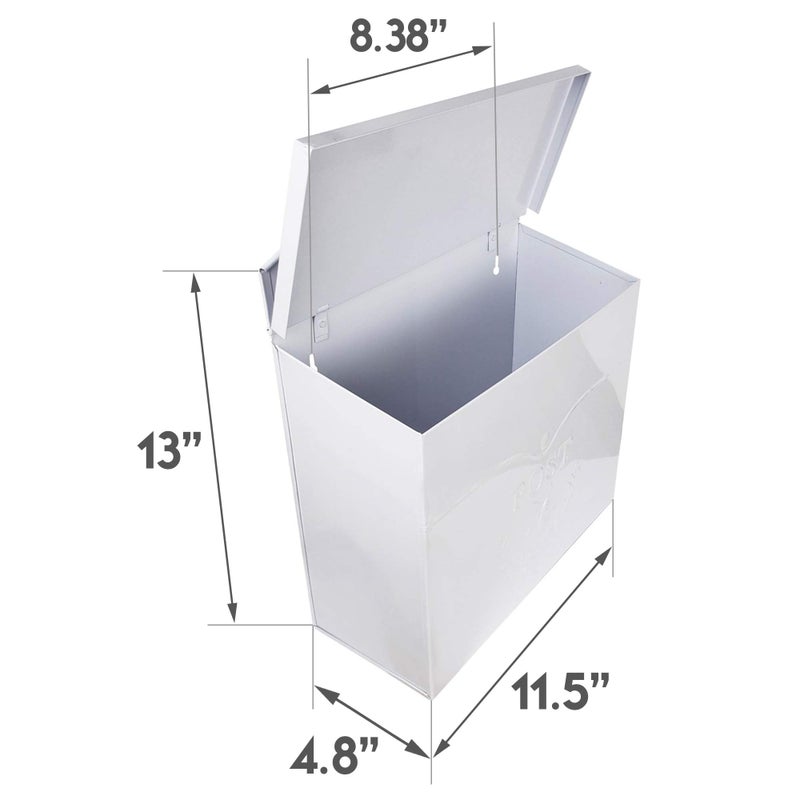 NACH Mailboxes for Outside Wall Mount, 11.5 x 5 x 13 inches, White Mailbox for Door, Waterproof Mailbox for Outside - The Chelsea Mailbox - Image 2